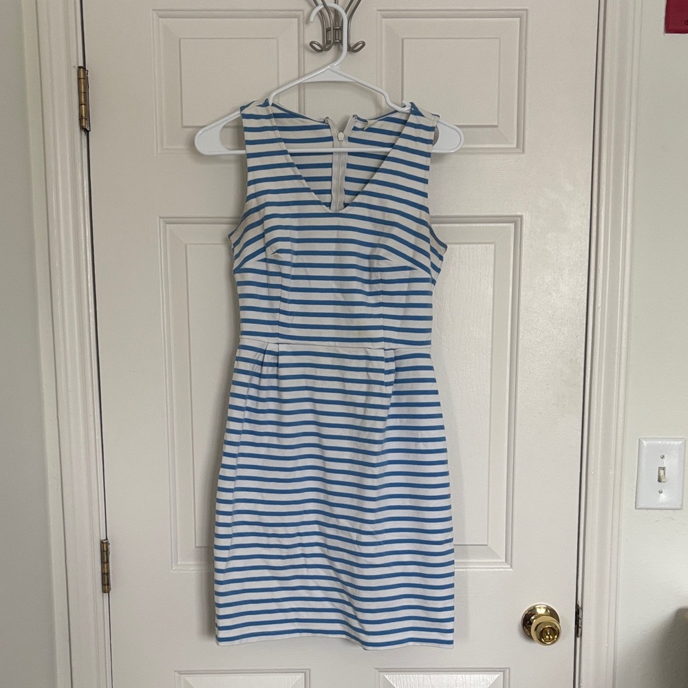 Blue and White Striped Dress